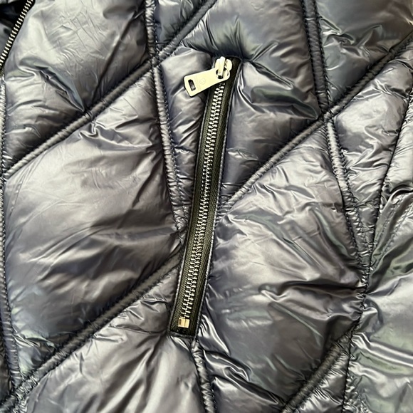 BERNARDO Knit Sleeve Diamond Quilt Puffer Coat Large - Picture 5 of 9